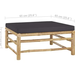 vidaXL 5-delige Loungeset met donkergrijze kussens bamboe