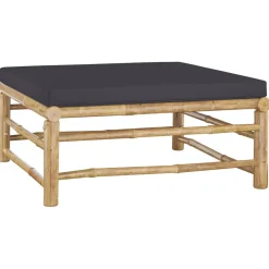 vidaXL 5-delige Loungeset met donkergrijze kussens bamboe