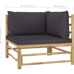 vidaXL 5-delige Loungeset met donkergrijze kussens bamboe