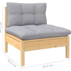 vidaXL 10-delige Loungeset met grijze kussens massief grenenhout