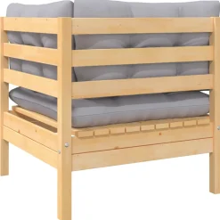 vidaXL 13-delige Loungeset met grijze kussens massief grenenhout