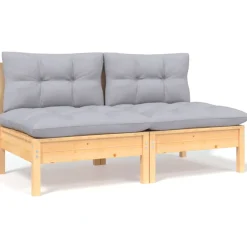 vidaXL 13-delige Loungeset met grijze kussens massief grenenhout