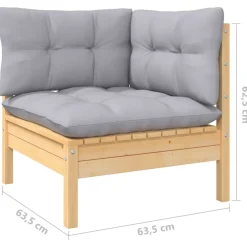 vidaXL 13-delige Loungeset met grijze kussens massief grenenhout