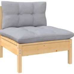 vidaXL 5-delige Loungeset met grijze kussens grenenhout