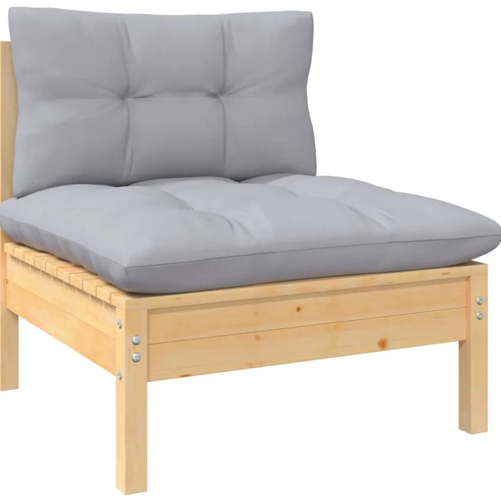 vidaXL 5-delige Loungeset met grijze kussens grenenhout