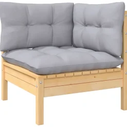 vidaXL 5-delige Loungeset met grijze kussens grenenhout