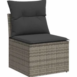 vidaXL 6-delige Loungeset met kussens poly rattan grijs
