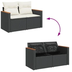 vidaXL 6-delige Loungeset met kussens poly rattan grijs