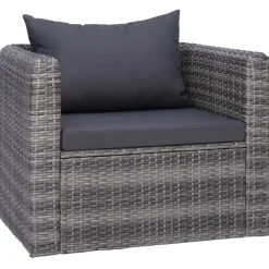 vidaXL 7-delige Loungeset met kussens poly rattan grijs