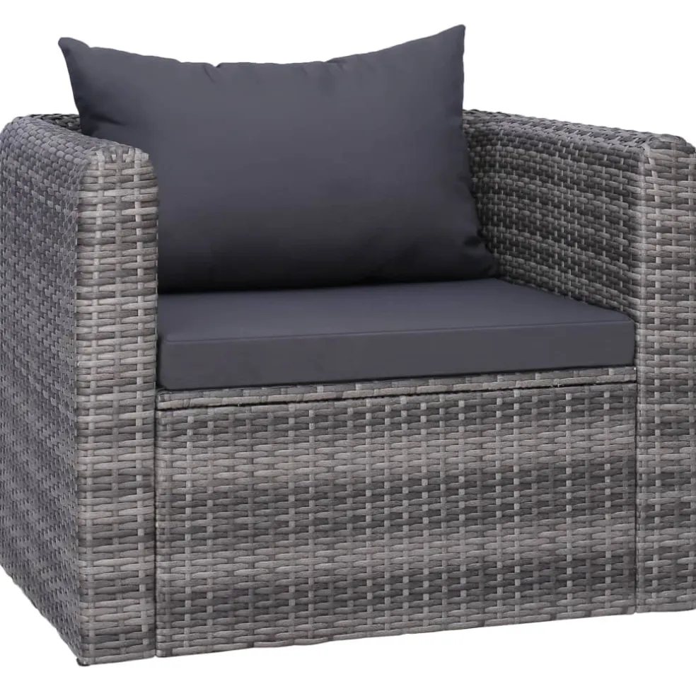 vidaXL 7-delige Loungeset met kussens poly rattan grijs