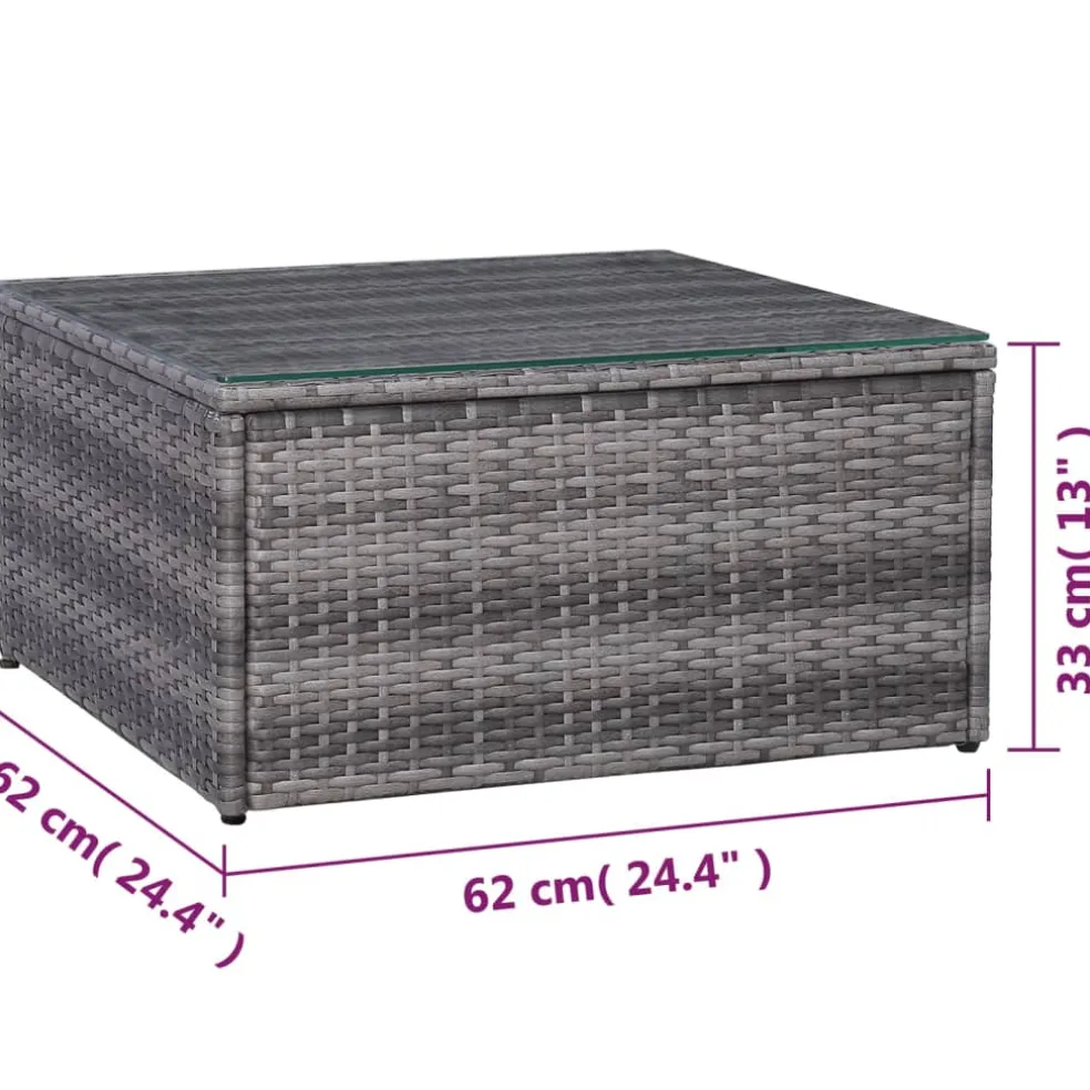 vidaXL 7-delige Loungeset met kussens poly rattan grijs