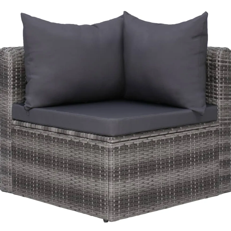 vidaXL 7-delige Loungeset met kussens poly rattan grijs