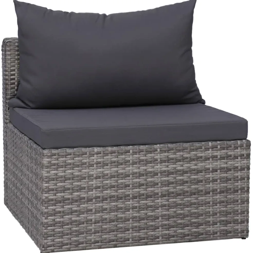 vidaXL 7-delige Loungeset met kussens poly rattan grijs