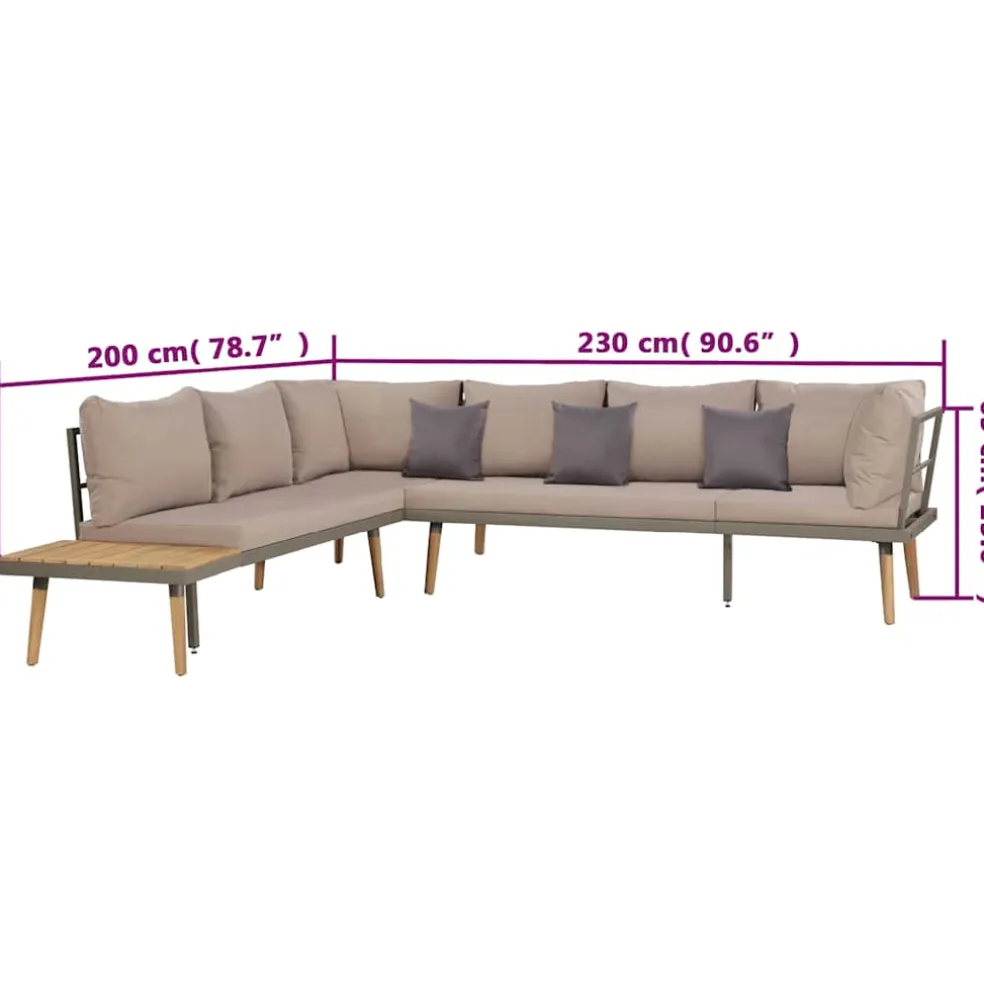 vidaXL 4-delige Loungeset met kussens poly rattan beige
