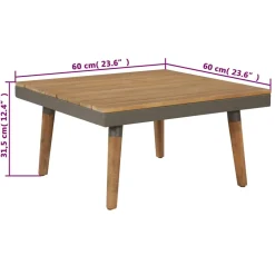 vidaXL 4-delige Loungeset met kussens massief acaciahout bruin