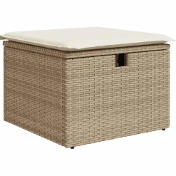 vidaXL 4-delige Loungeset met kussens poly rattan beige