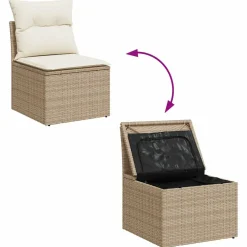 vidaXL 4-delige Loungeset met kussens poly rattan beige