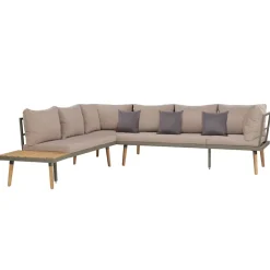 vidaXL 4-delige Loungeset met kussens poly rattan beige