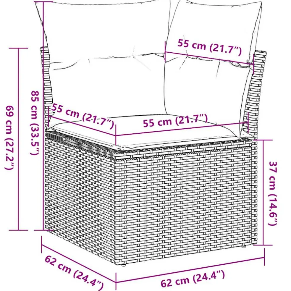vidaXL 4-delige Loungeset met kussens poly rattan beige