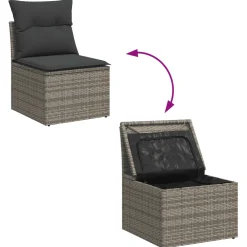 vidaXL 13-delige Loungeset met kussens poly rattan grijs