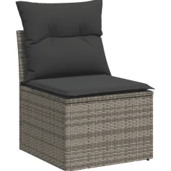 vidaXL 13-delige Loungeset met kussens poly rattan grijs