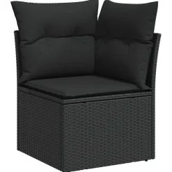 vidaXL 7-delige Loungeset met kussens poly rattan zwart