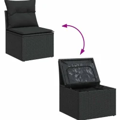 vidaXL 7-delige Loungeset met kussens poly rattan zwart