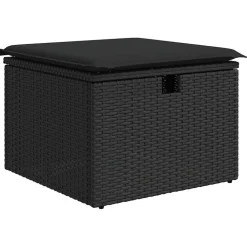 vidaXL 7-delige Loungeset met kussens poly rattan zwart