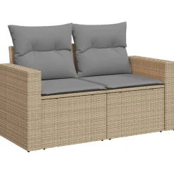 vidaXL 4-delige Loungeset met kussens poly rattan bruin