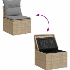 vidaXL 9-delige Loungeset met kussens poly rattan beige