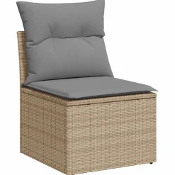 vidaXL 9-delige Loungeset met kussens poly rattan beige