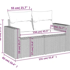 vidaXL 9-delige Loungeset met kussens poly rattan beige