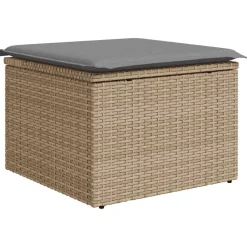 vidaXL 4-delige Loungeset met kussens poly rattan bruin