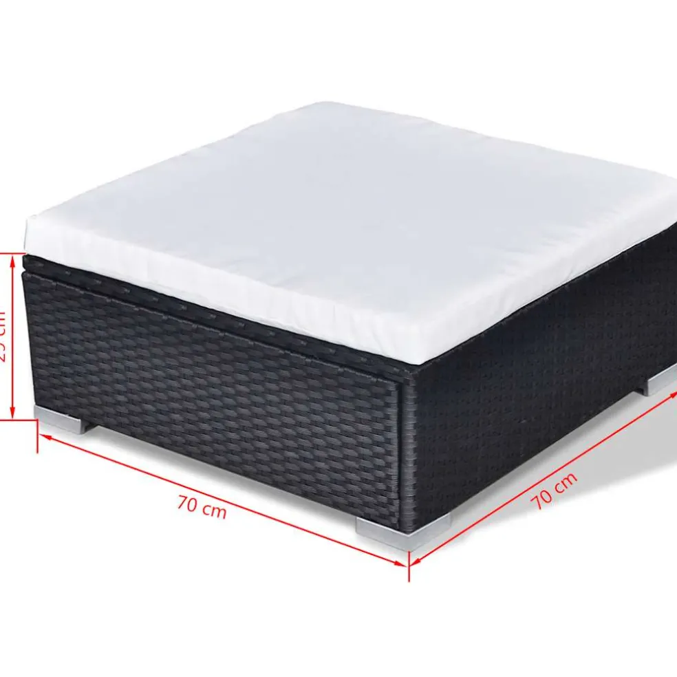 vidaXL 10-delige Loungeset met kussens poly rattan zwart