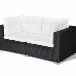 vidaXL 10-delige Loungeset met kussens poly rattan zwart