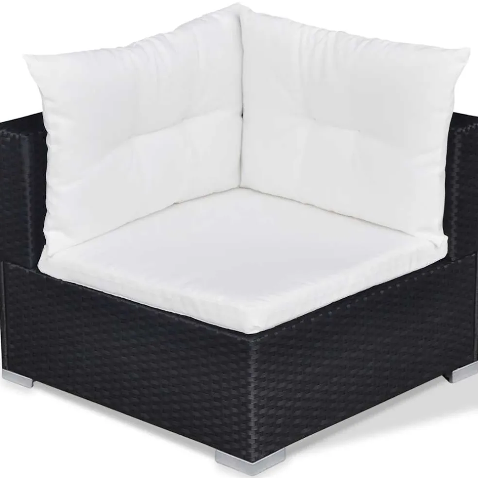 vidaXL 10-delige Loungeset met kussens poly rattan zwart