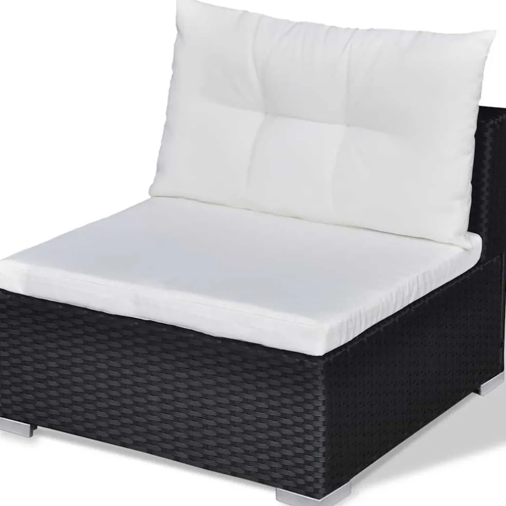 vidaXL 10-delige Loungeset met kussens poly rattan zwart