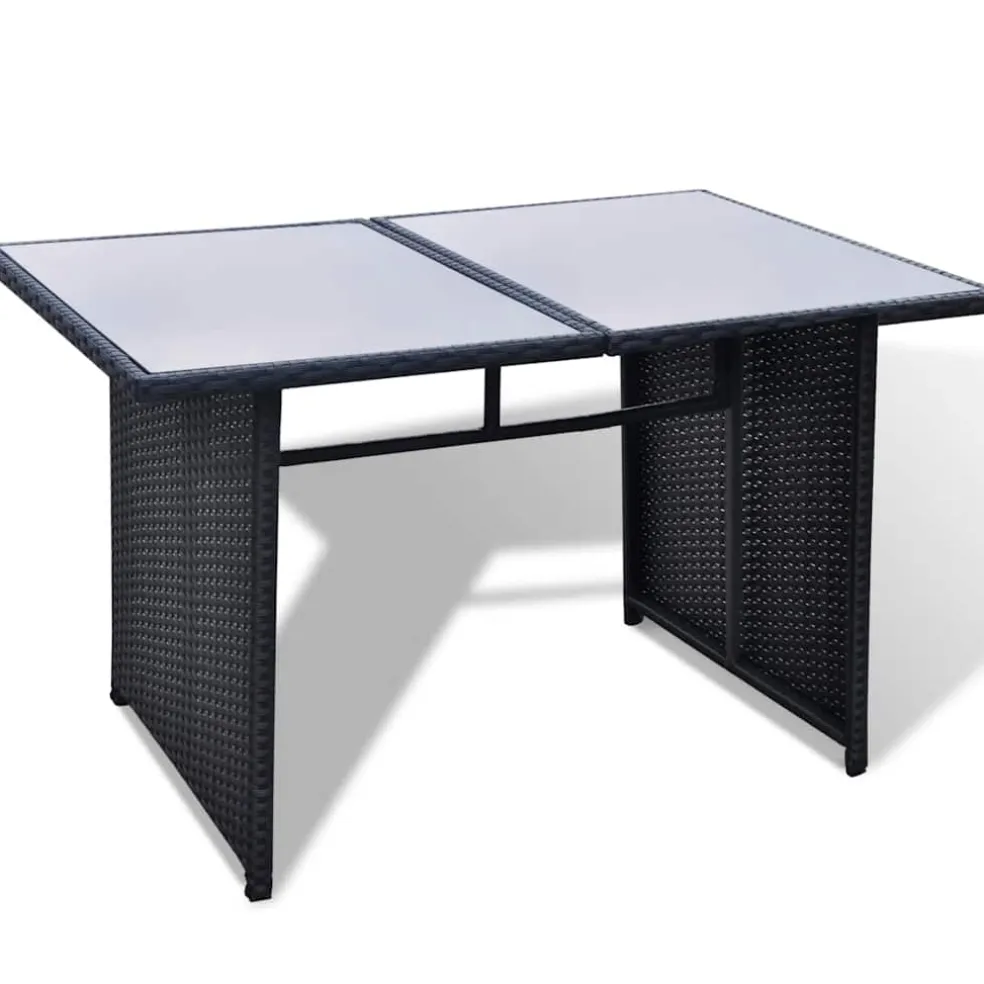 vidaXL 10-delige Loungeset met kussens poly rattan zwart