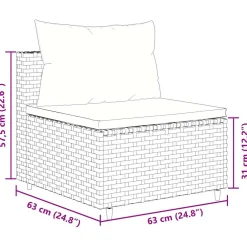 vidaXL 6-delige Loungeset met kussens poly rattan grijs