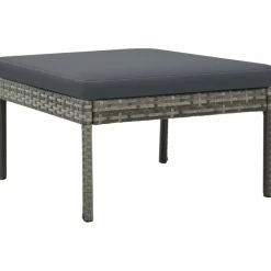 vidaXL 3-delige Loungeset met kussens poly rattan grijs