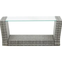vidaXL 4-delige Loungeset met kussens poly rattan grijs