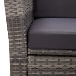 vidaXL 4-delige Loungeset met kussens poly rattan grijs