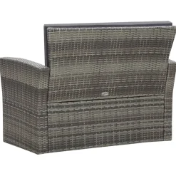 vidaXL 4-delige Loungeset met kussens poly rattan grijs