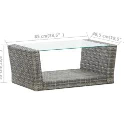 vidaXL 4-delige Loungeset met kussens poly rattan grijs