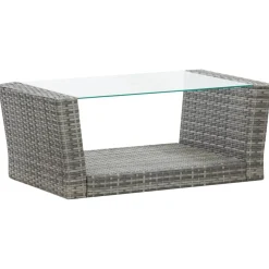 vidaXL 4-delige Loungeset met kussens poly rattan grijs