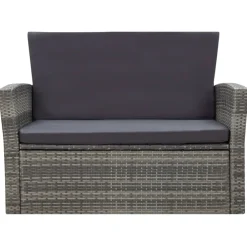 vidaXL 4-delige Loungeset met kussens poly rattan grijs