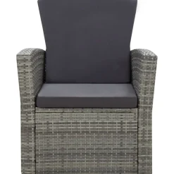 vidaXL 4-delige Loungeset met kussens poly rattan grijs