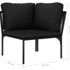vidaXL 6-delige Loungeset met kussens PVC zwart