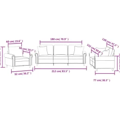 vidaXL 3-delige Loungeset met kussens fluweel donkergrijs