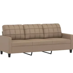 vidaXL 3-delige Loungeset met kussens kunstleer cappuccino
